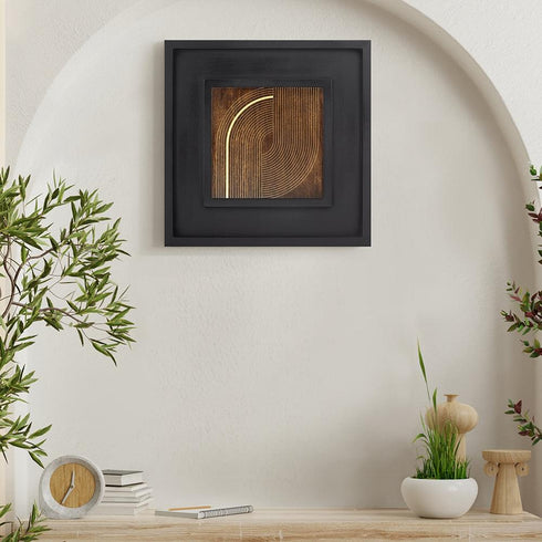 Contemporary Wooden Wall Decor With Brass Design